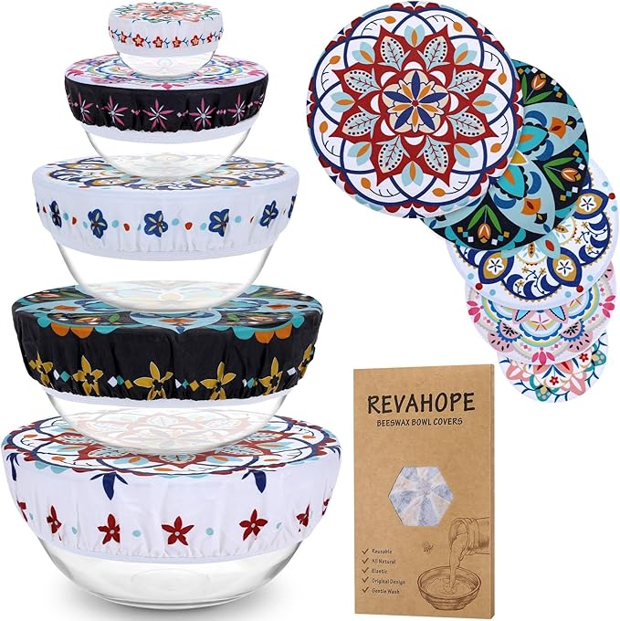 5-Size Reusable Beeswax Bowl Covers