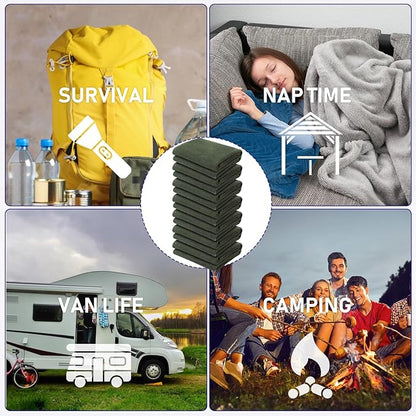 Preboun 6 Pcs First Aid Fire Retardant Blanket Military Blanket 60" x 80" Survival Blanket for Camping Emergency and Everyday Use Fire Retardant Extra Thick and Warm Outdoor Bed Blankets (Olive Green)