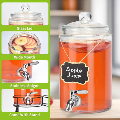 1 Gallon Beverage Dispenser 1 Pack, Stainless Steel Spigot Drink Dispenser