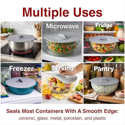 HIC Kitchen Cooking and Storage Lids, High-Heat Silicone