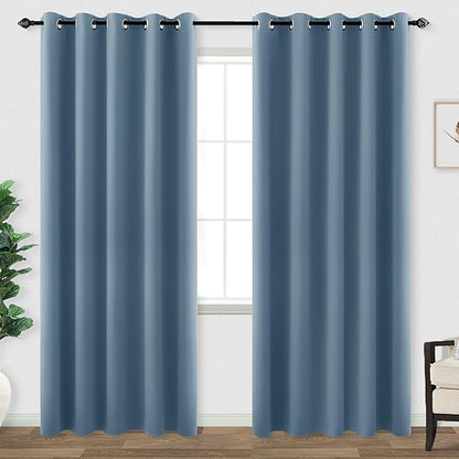 Stone Blue Curtains 72 Inch Extra Wide Blackout Curtain