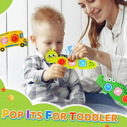 Christmas Stocking Stuffer 3PC Fidget Popper Sensory Toys for Toddlers, Party Favor Goodie Bags Airplane Travel Activities Pop it Fidget Toys Autism Gifts for 12+ Month Babies 1 2 3 Year Old