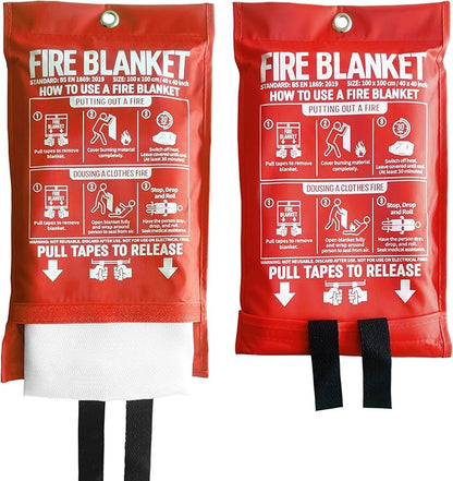 Fire Blanket for Kitchen and Home, 40" x 40", Fiberglass Emergency Fire Blanket, 2 Pack