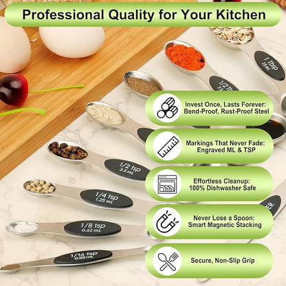 Magnetic Measuring Spoons Set Stainless Steel