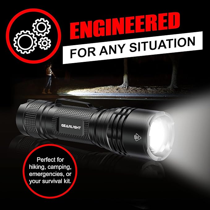 GearLight LED Tactical Flashlights High Lumens - Mini Flashlights for EDC Carry - Compact Powerful Emergency Flashlight Made from Military-Grade Aluminum - Drop Resistant and Water Resistant