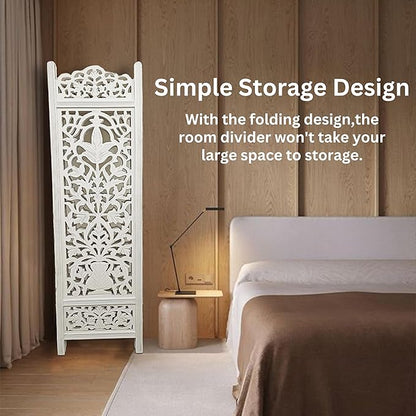 Lightnpro 4-Panel Wooden Room Divider 72"×72"