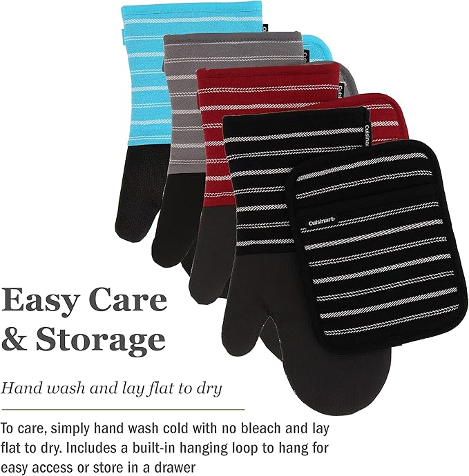 Cuisinart Neoprene Oven Mitts and Potholder Set-Heat Resistant Oven Gloves to