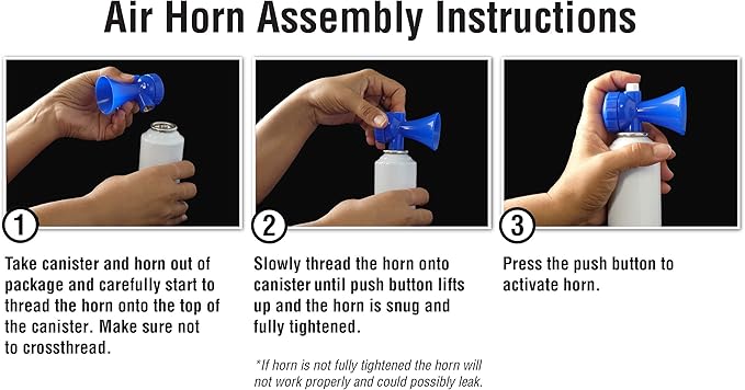 3.5oz Air Horn, Very Loud! Ideal for Marine and Boating, Hiking, Camping, Sports Events, Protect Your Kids From Aggressive Animals! (2 Units)