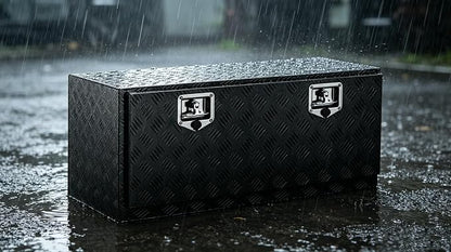 36“L x 17" W x 18" H Aluminum Underbody Truck Toolbox with Lock | Waterproof Square Truck Storage Organizer Chest for Pick Up Truck Bed, RV Trailer, Van, Black Tool Box
