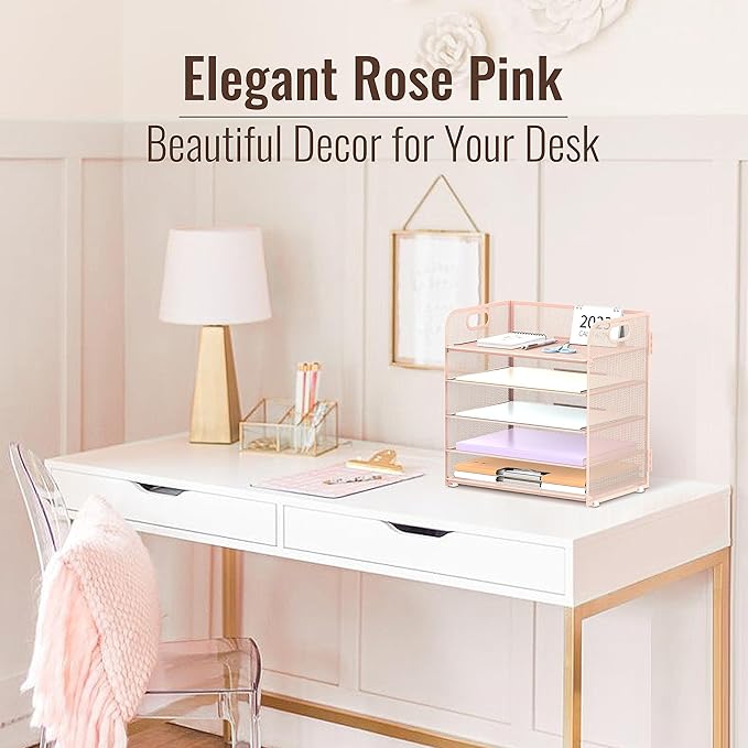 2 Pack 5-Tier Pink Desk Organizer