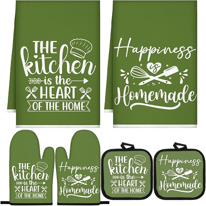Sratte 6 Pcs Kitchen Decor Accessories Set Farmhouse Towels Pot Holders Oven