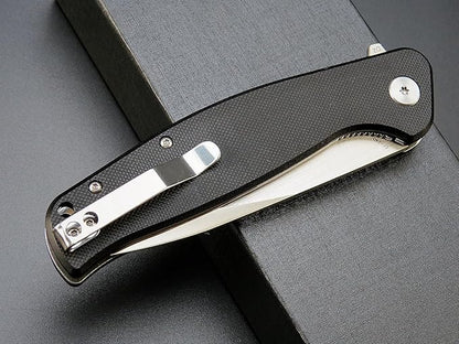 Eafengrow EF240 Folding Knife D2 Steel Blade G10 Handle EDC Tool Pocket Knives for Outdoor Working Camping (black)