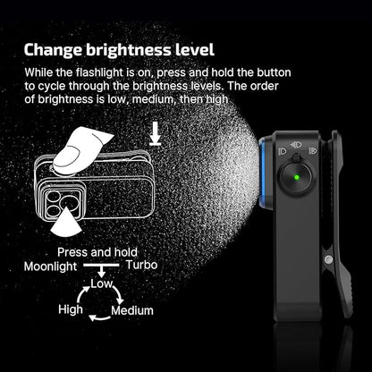 OLIGHT Oclip Pro EDC Flashlight Clip-on Light, Rechargeable 500 Lumens with Three Lighting Solutions Type-C Charging, Magnetic Flash Lights for Signaling, Cycling, Outdoor or Indoor Use(Black)