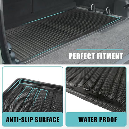 BestEvMod Compatible with Rivian R1S All Weather Cargo Liners Frunk Mat&Floor Liners&Trunk Mat Set Anti-Slip 3D Pattern TPE Waterproof Non-Slip 2022-2024 Accessories (R1S-Frunk+Floor+Trunk)