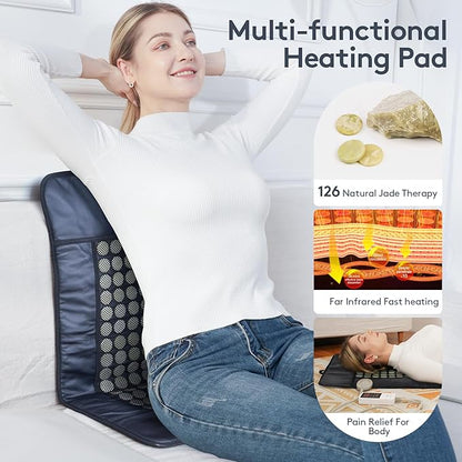 UTK Far Infrared Heating Pad for Back, 5X Deeper Pain Relief, 126 Natural Pure