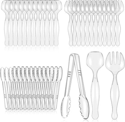 Mwellewm 48Pcs Plastic Serving Utensils Disposable Serving Spoons