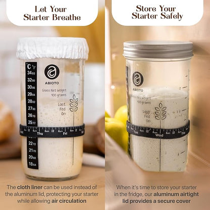 Sourdough Starter Kit with 9" Round Banneton Proofing Basket and 24oz Starter Jar - Beginner-Friendly Sourdough Bread Baking Supplies and Baking Gifts for Women, Men, and Bread Bakers
