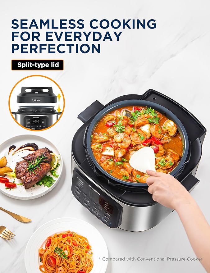 Midea WideMax 12-in-1 Electric Pressure Cooker, 6.5 Quart, 12 Presets, Rice