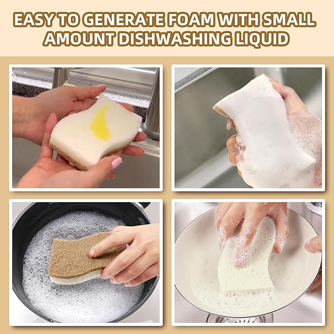 Natural Kitchen Sponges, Biodegradable & Compostable | Non-Scratch Cellulose