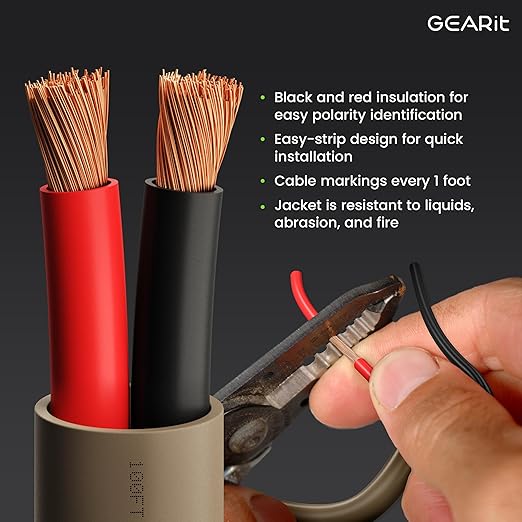 GEARit Outdoor Speaker Wire CL3 Rated, 16 Gauge Speaker Wire, Speaker Cable 250