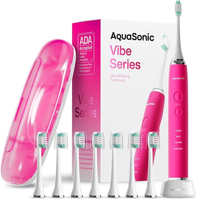 Aquasonic Vibe Series Ultra-Whitening Toothbrush – ADA Accepted Electric