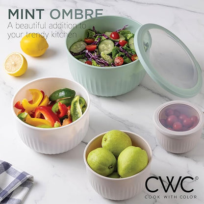 COOK WITH COLOR Prep Bowls with Lids- Wide and Deep Nesting Plastic Small