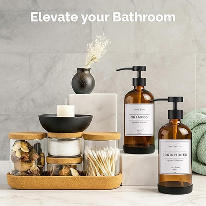 Vine Creations Amber Glass Soap Dispenser Set