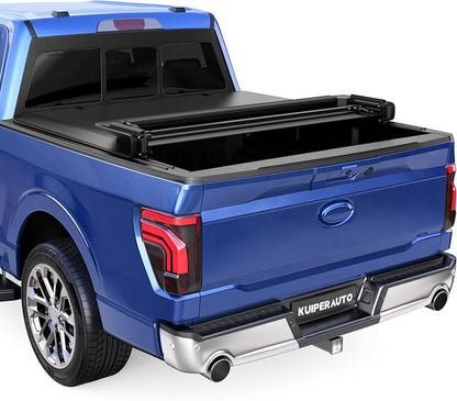 KUIPERAUTO Quad 4-Flip 5.5FT Soft Flip Truck Bed Tonneau Cover On Top Compatible with 2015-2026 Ford F150 F-150 Bed Fourth Flip Styleside Truck Bed Cover,67inch