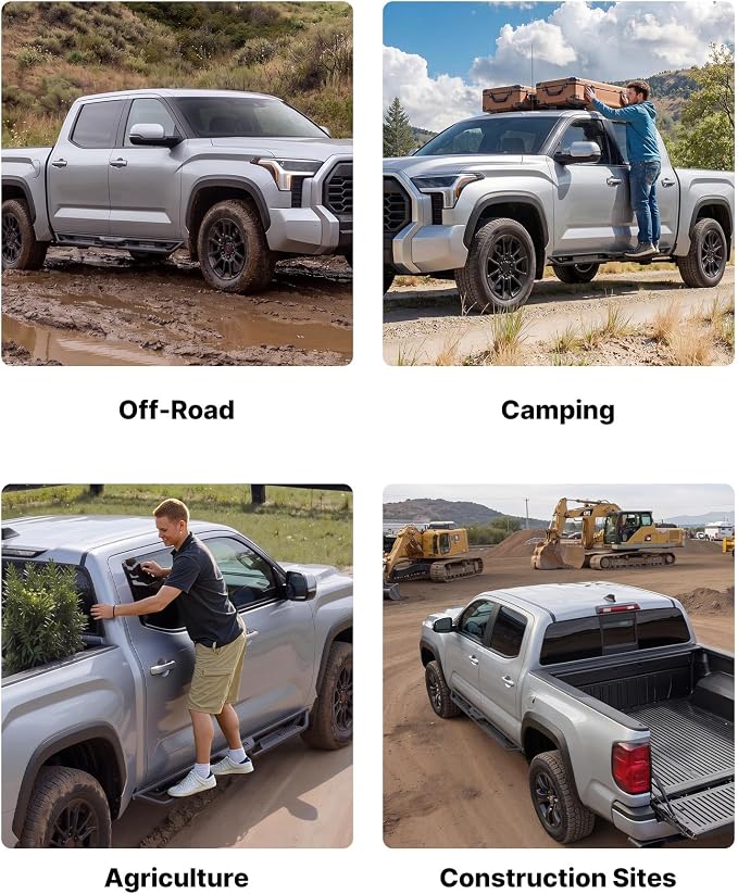VEVOR Running Boards Compatible with 2019-2025 Chevy Silverado/GMC Sierra 1500 Crew Cab 2020-2025 Chevy Silverado/GMC Sierra 2500HD 3500HD Crew Cab,6 Inches Side Steps, Black Carbon Steel Nerf Bars