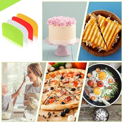 4 Piece Plastic Dough Scraper Bowl Scraper Flexible Multipurpose Food Scraper