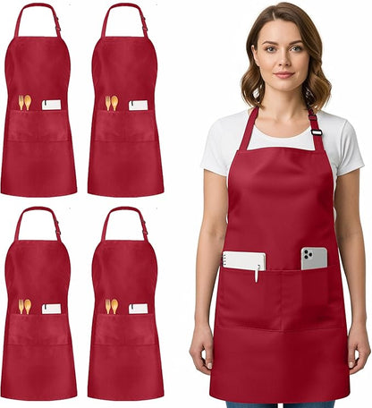Utopia Kitchen 4 Pack Bib Apron Adjustable