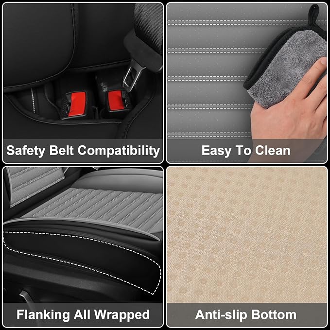 Seat Covers Fit for Nissan Rogue 2015-2026, Breathable and Comfortable Leather Car Seat Cover, Standard Waterproof Cushion Cover Auto Interior Accessories (Black Gray)