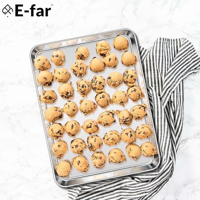 E-far Large Baking Sheet, 20”x14” Stainless Steel Cookie Sheet Pan