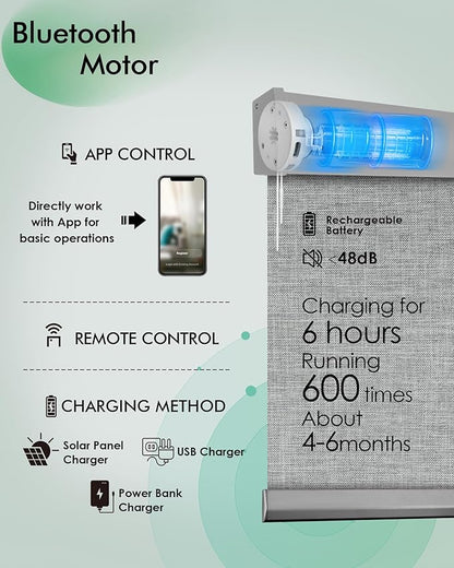 Yoolax Motorized Blinds with Remote, Automatic Roller Shades Cordless Electric