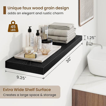 30in Floating Shelves for Wall, 2 Pack Long Wall Mounted Engineered Wood Shelves