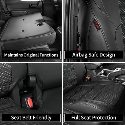 EKR Tacoma Seat Covers Custom Fit for Toyota Tacoma (Only for Hybrid) 2024 2025 2026 Double cab TRD Sport/TRD Off-Road/Limited/Trailhunter-Truck Seat Cover Full Set,Faux Leather(Black/Gray Camo A122)