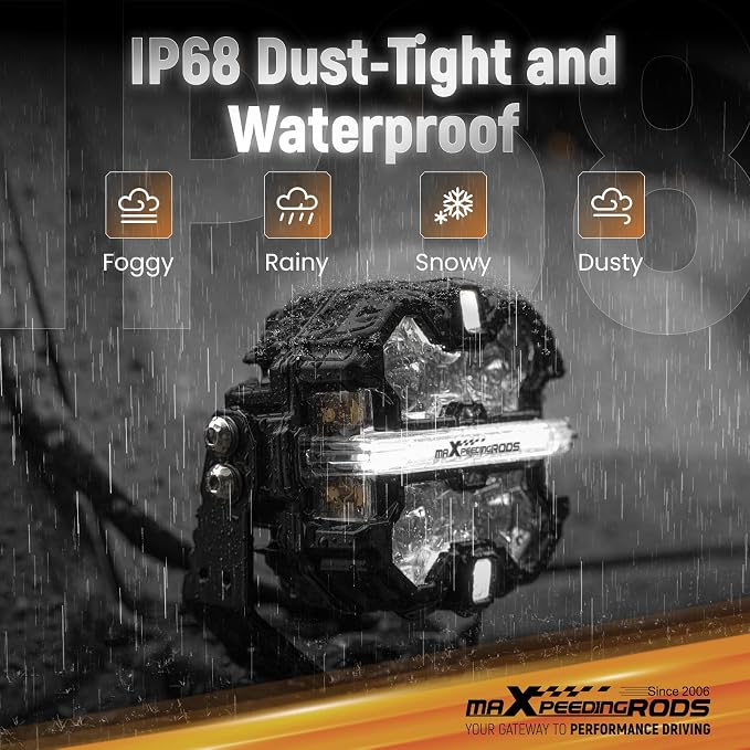 maXpeedingrods 5" 178W LED Off Road Lights, 21360LM Bright Pod Lights with Amber/White DRL 3 Modes, 270°Side Shooter for Wrangler Trucks Jeep Pickup ATV Motorcycles,Cube Ditch Light with Black Covers