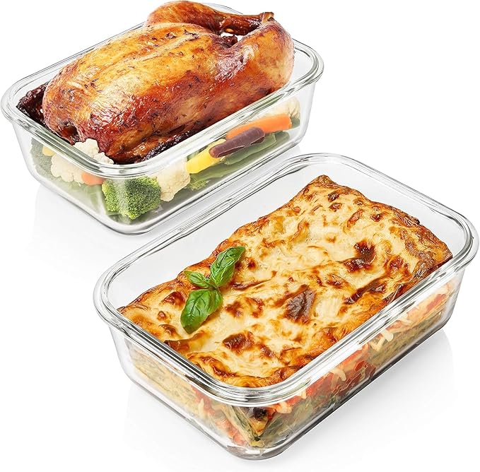 Razab 4 PC 1860ml / 63 Oz / 8 Cups Large Glass Food Storage Containers