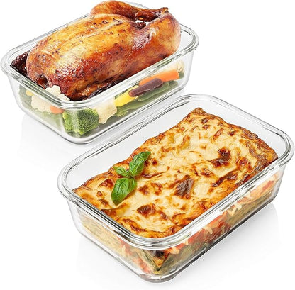 Razab 4 PC 1860ml / 63 Oz / 8 Cups Large Glass Food Storage Containers