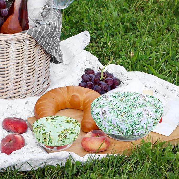 5 Pieces Bowl Covers Reusable, 5 Size Elastic Cloth Bowl Covers
