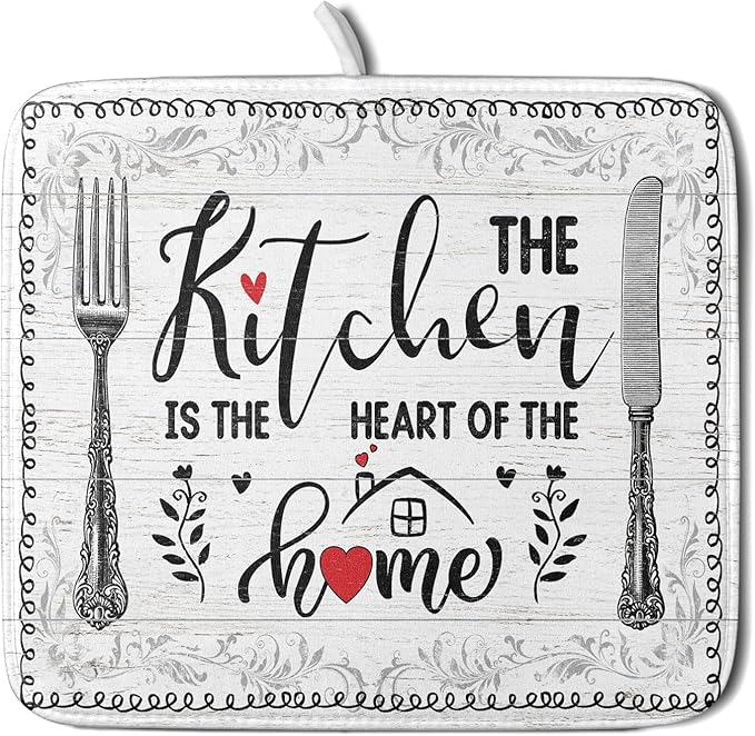 White Kitchen Dish Drying Mat 16x18 Inch Knife Fork Dish Drainer Rack Mats