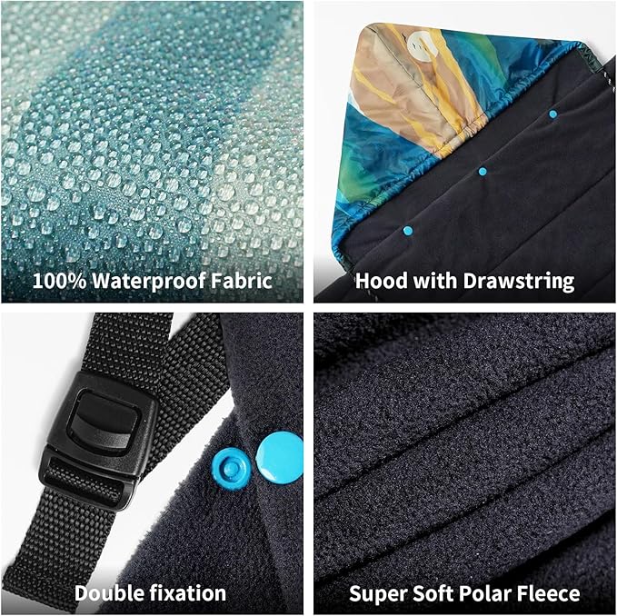 Waterproof Stadium Blanket, Fleece Camping Blanket Wearable Soft Warm Camp Blanket for Outdoor Camping, Picnic, Stadium, Sports, Beach, Car