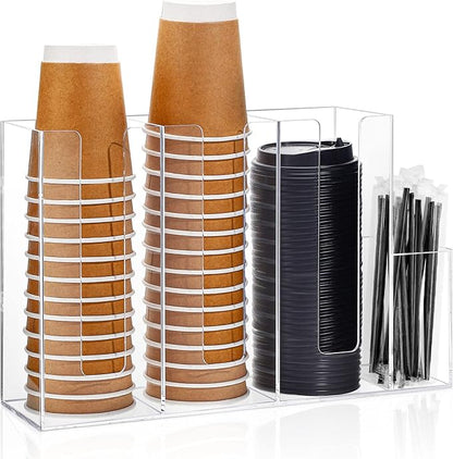 Cunhill 4 Compartments Acrylic Coffee Cup and Lid Storage Organizer Holder