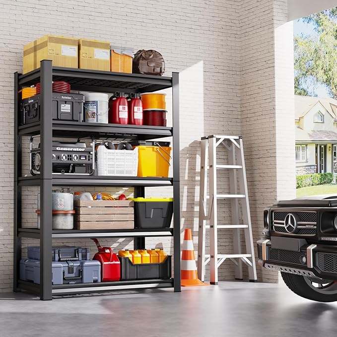 Set of 3 Garage Shelving-3000 lbs 5 Tier Storage Shelves, Adjustable Heavy Duty