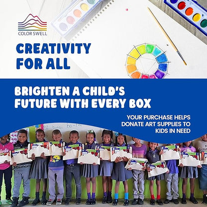 Color Swell Bulk Watercolors Paint Pack with Wood Brushes - 36 Sets with 8 Washable Colors Each - Perfect for Kids, Classrooms, Parties, Students, Donations, Party Favors, All Ages