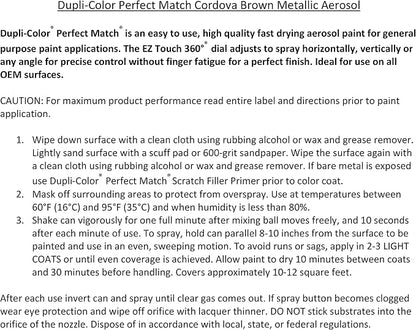 Dupli-Color Perfect Match Premium Automotive Paint, Cordova Brown (M), 8 oz