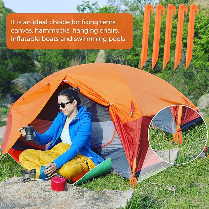 Yalikop 9 Inch Plastic Inflatable Tent Stakes Black Replacement Yard Inflatable Accessories for Camping Tent Pegs Garden Home Decorations