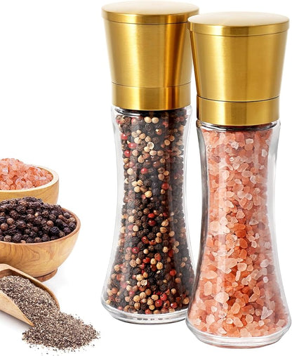VEVOK CHEF Gold Salt and Pepper Grinder Mill Set Stainless Steel Pepper Shaker