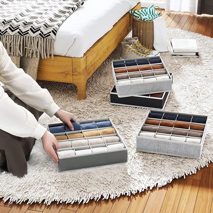 Joyoldelf Sock Drawer Organizer Divider Underwear Organizer 16-cell Fabric