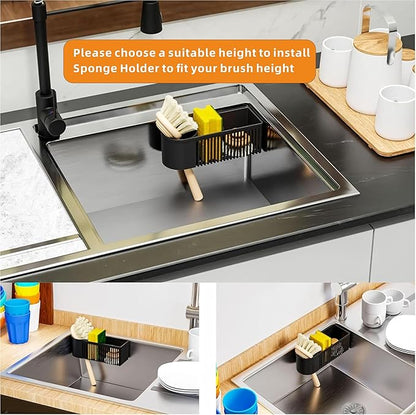 SuoXing Inside Sink Sponge Holder, Plastic Dish Sink Organizer